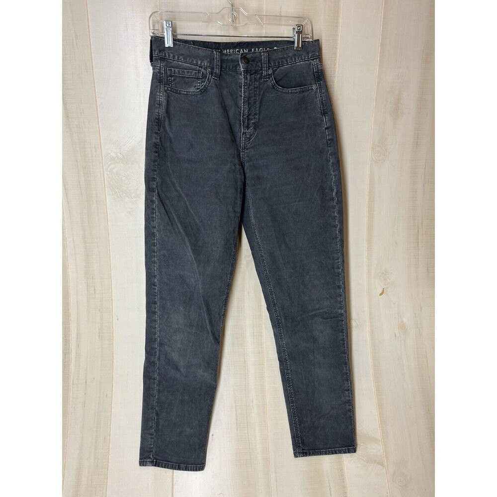 American Eagle Pants Womens 2 Gray Corduroy Mom Jean High Waist Straight Stretch